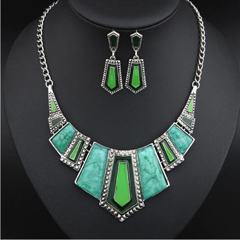 Красный/серый/синий/зеленый африканские геометрические Ювелирные наборы