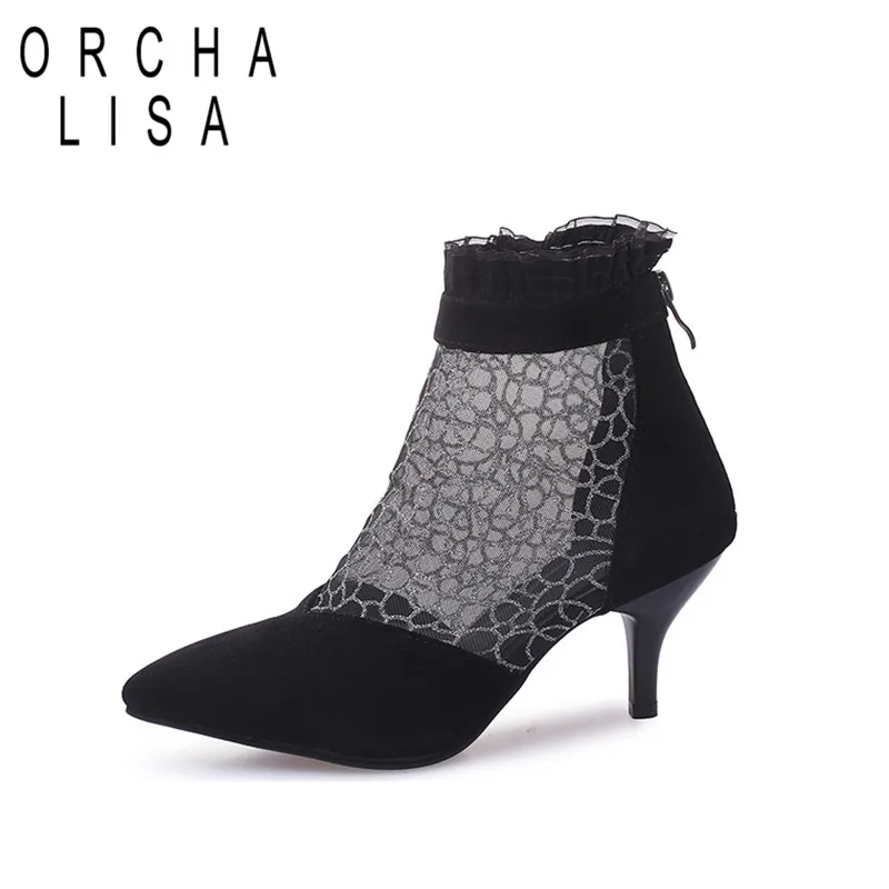 ORCHA LISA/большой размер 43 Симпатичные Модные летние женские ботильоны из сетчатого