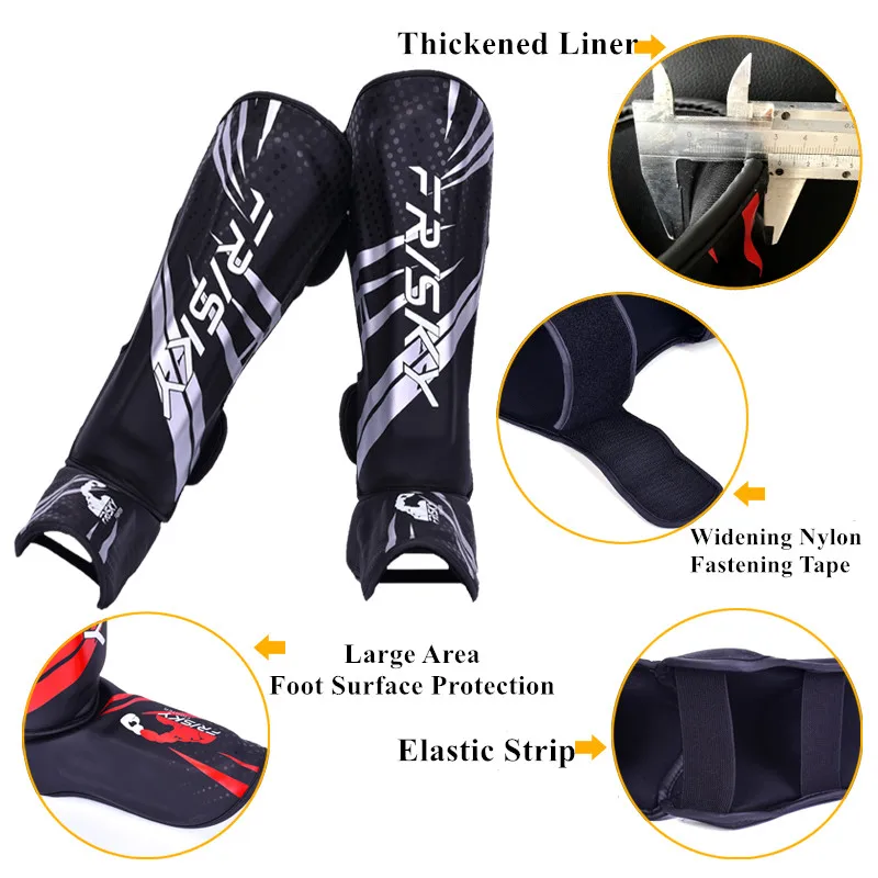 MMA Boxing Shin Guard Instep Leg Protector Pads PU Leather Thicken Kick Foot Muay Thai Sanda Training Ankle Support Leg Warmers