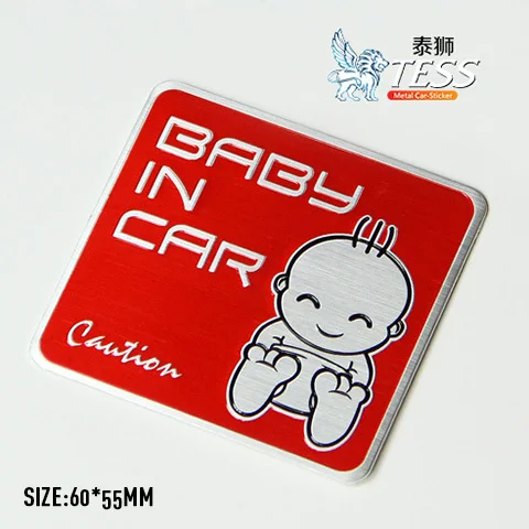 

10 Pieces Aluminum Alloy car styling Baby in Car Sticker Chromed car-styling For All cars