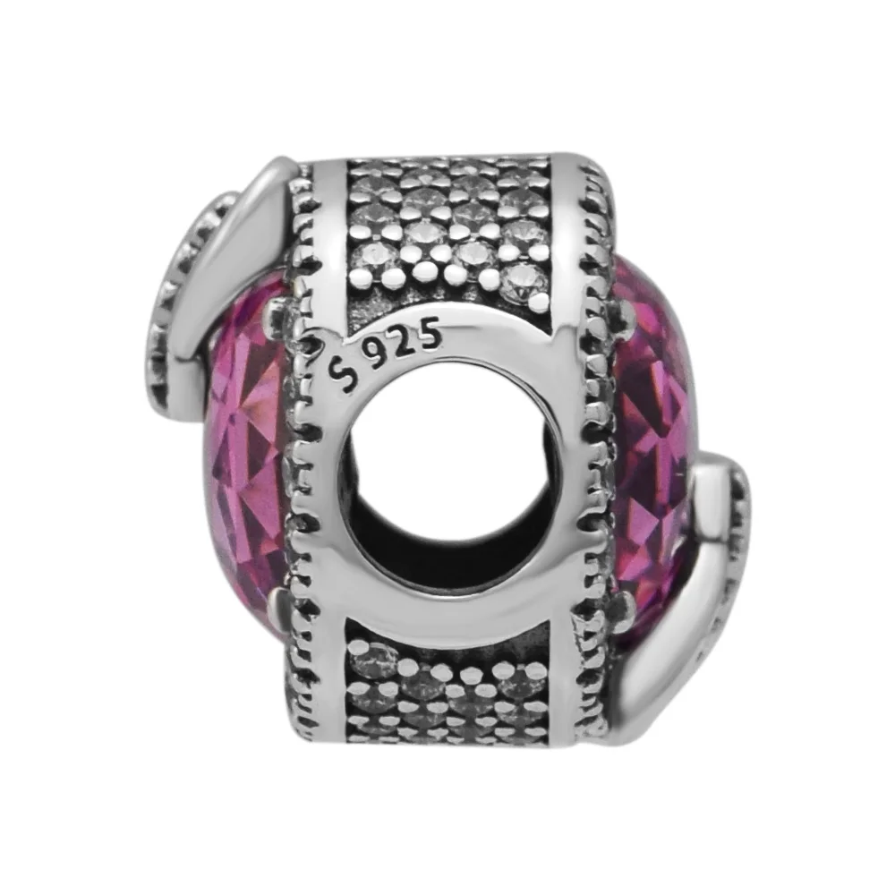 

Heart and soul Pink CZ Bead Fits Woman Charm Bracelet & Choker Sterling Silver Jewelry Beads For Jewelry Making