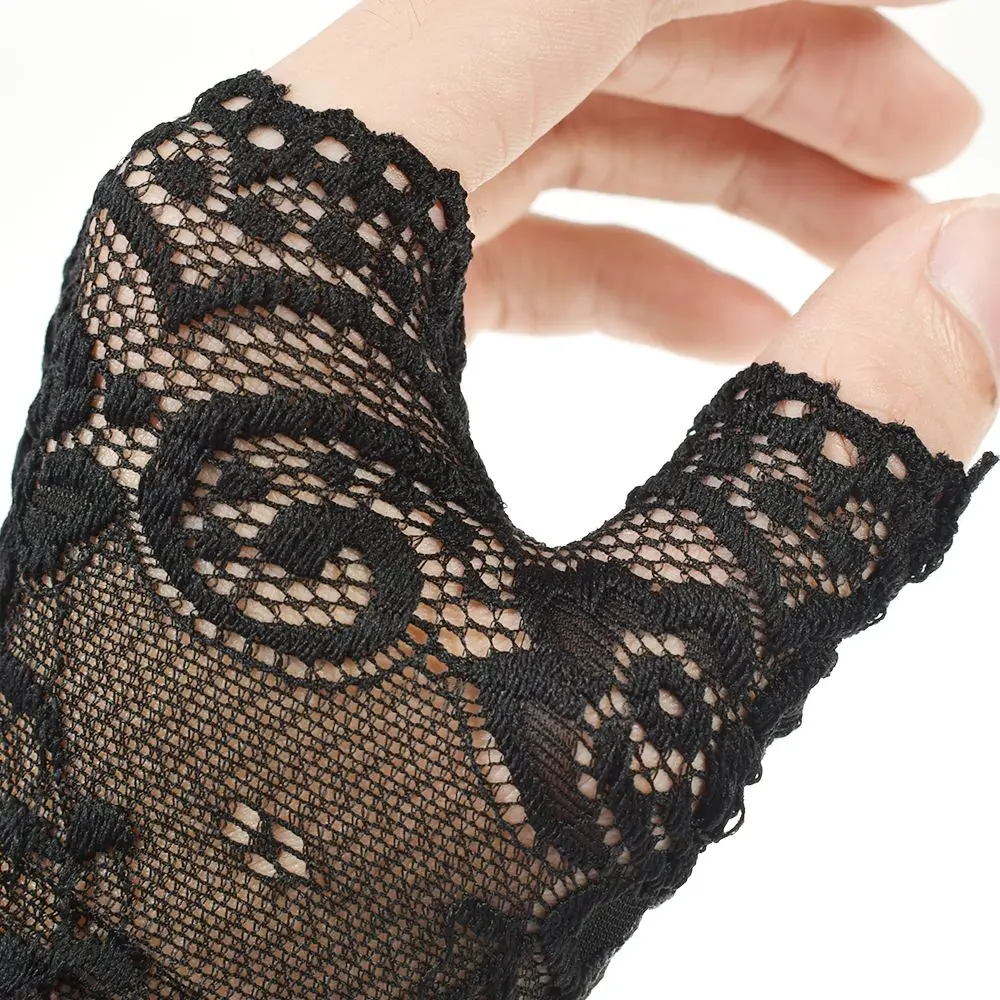 

Wholesale 1 Pair Women Lace Gloves Party Dressy Fingerless Glove Summer Driving Sunscreen Gloves UV Protection Dropship