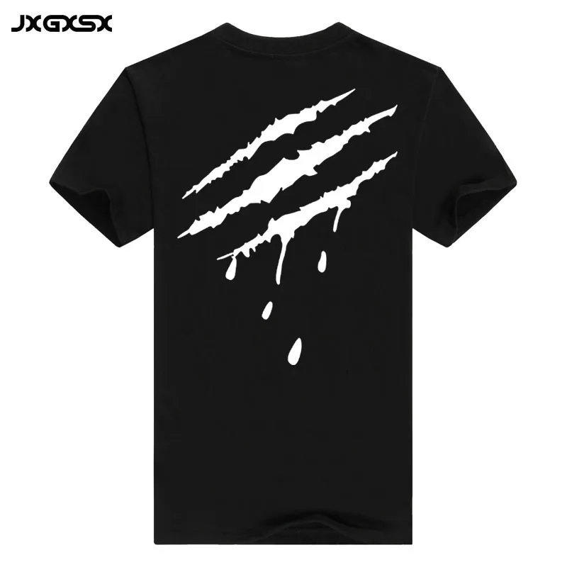 

JXGXSX Brand Summer Men T-shirt Homme Streetwear Ghost claws Printing Casual Short Sleeved Tops Cotton T-shirt Tee Camisetas Tee