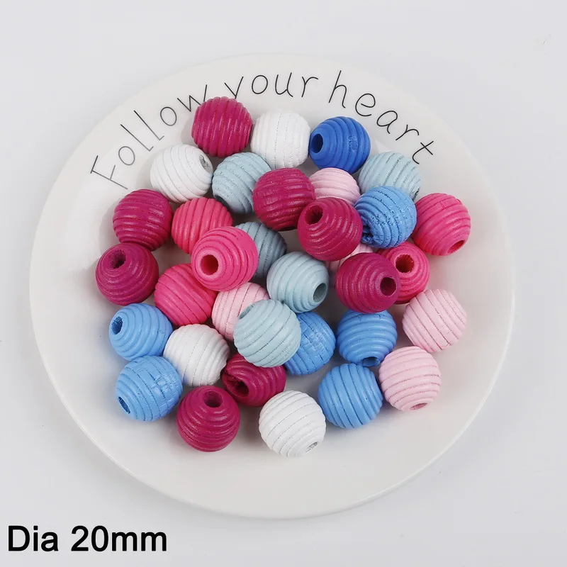 20pcs Hole 6mm 30 разные стили Размеры Природный Spacer деревянные бусы Красочные Сердце Звезда Корона цветок дерево из бисера для рукоделия детские игрушки бисер для одежды - Цвет: 20pcs Hole 6mm