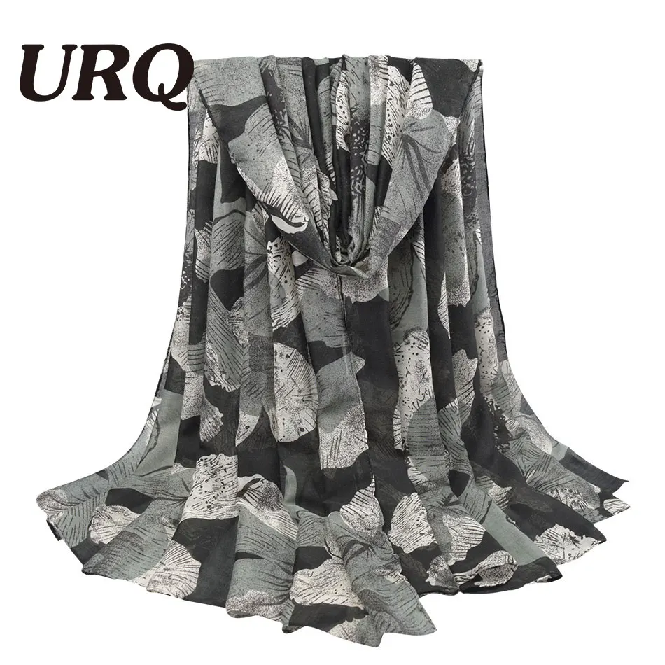 Модные зимние женские длинные хлопковые вискозные шарфы с цветочным принтом