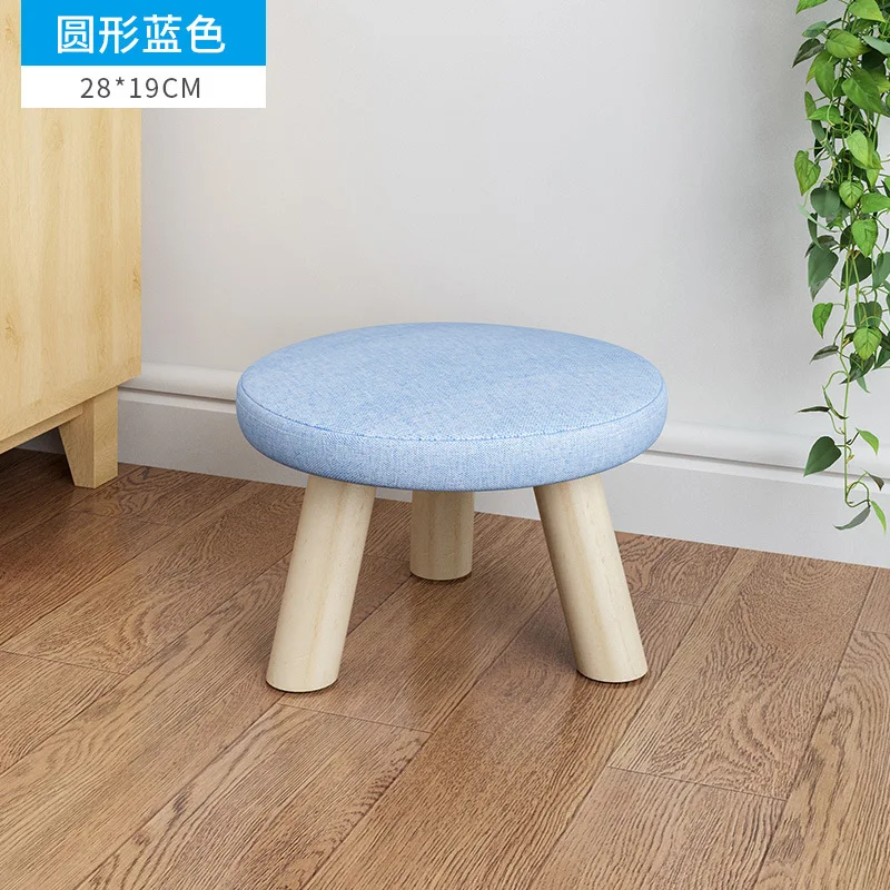 Round blue Табурет оригинальность маленькая скамейка низкий табурет из цельного дерева домашний тканевый художественный маленький табурет круглый табурет диван табурет - Цвет: Round blue