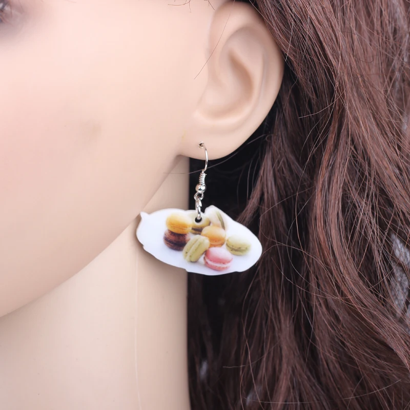 Bonsny печенье серьги красочные продукты питания Новинка 2014 Милый принт акриловый