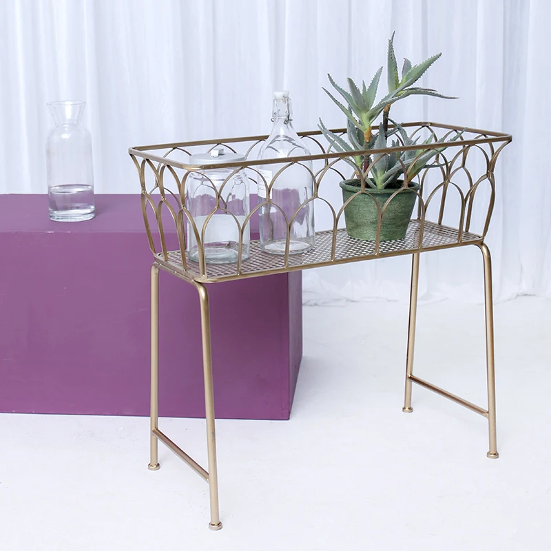 Nordic шик декоративные корзина для хранения золото Геометрия сбоку кофе консоли