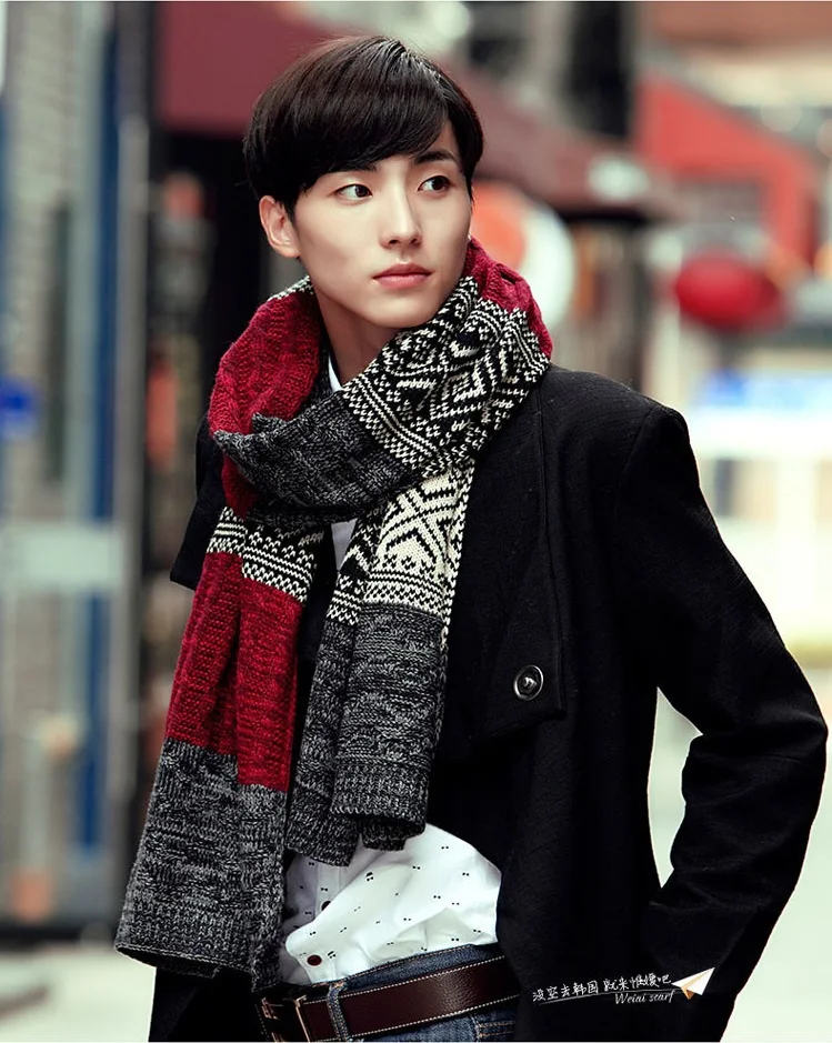 Новый зимний мужской шарф теплый шерстяной платок пеньковые цветы|flower germination|scarves