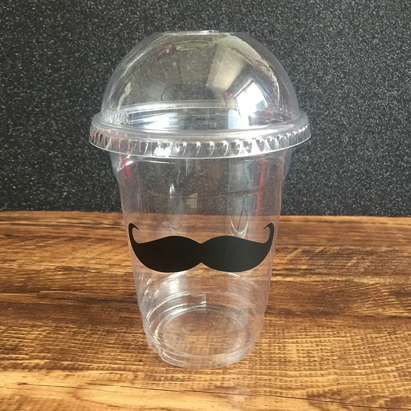 Новинка 2017 виниловые наклейки прозрачные одноразовые усы 12 унций чашки для