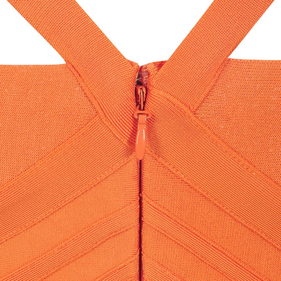 Элегантное оранжевое Бандажное платье с открытыми плечами и перекрестными