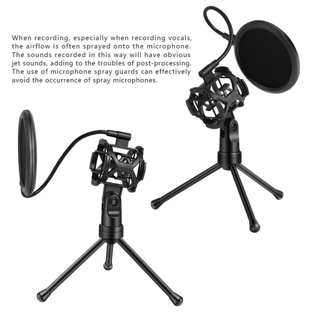 Mini Microphone POP Filter Shockproof Desktop Tripod Stand Mount Mic kits | Электроника