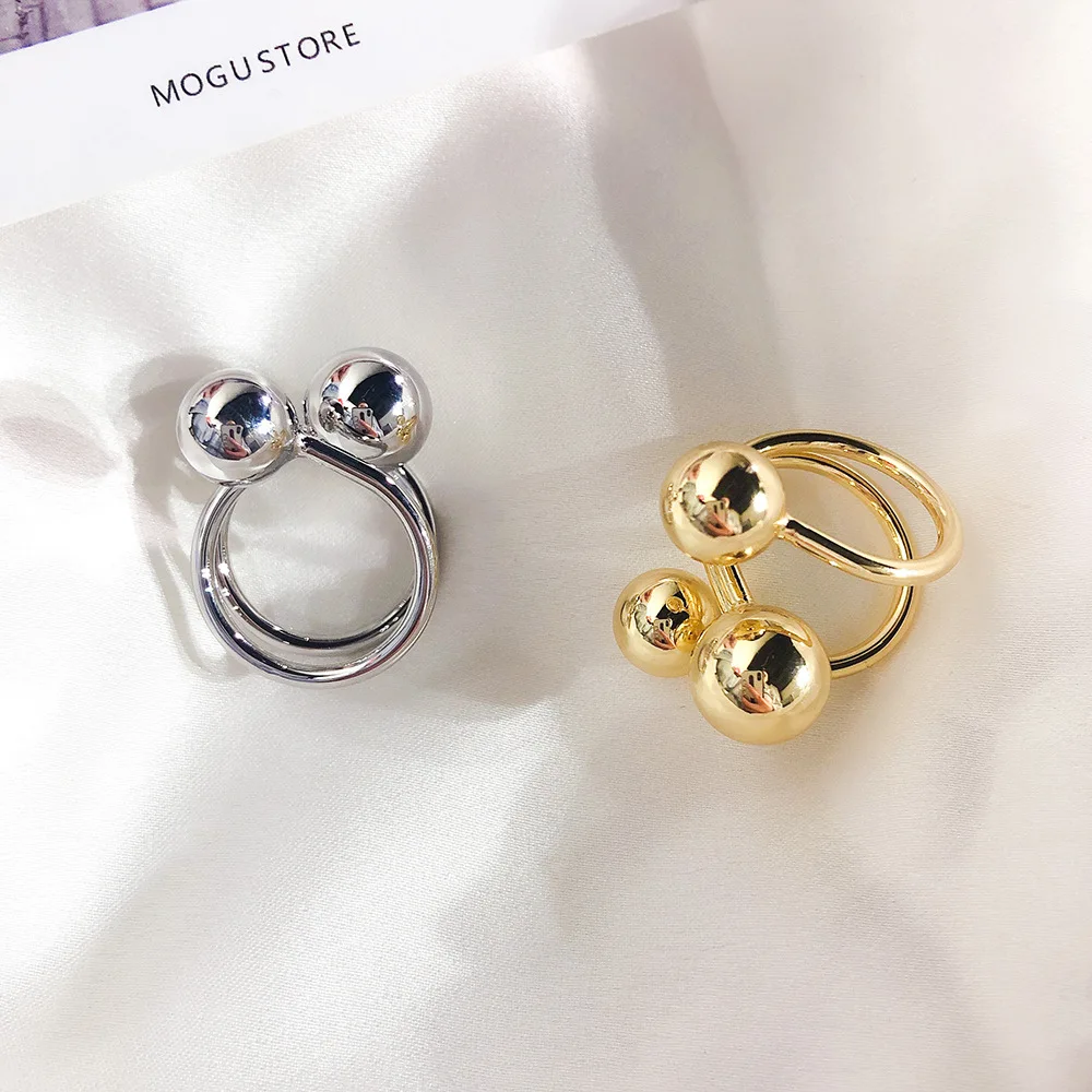 Панк нерегулярные серебряные цветные золотые металлические шариковые кольца