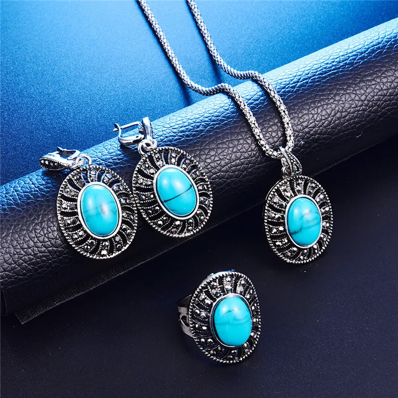 Женский винтажный комплект ювелирных изделий из искусственного камня с круглой