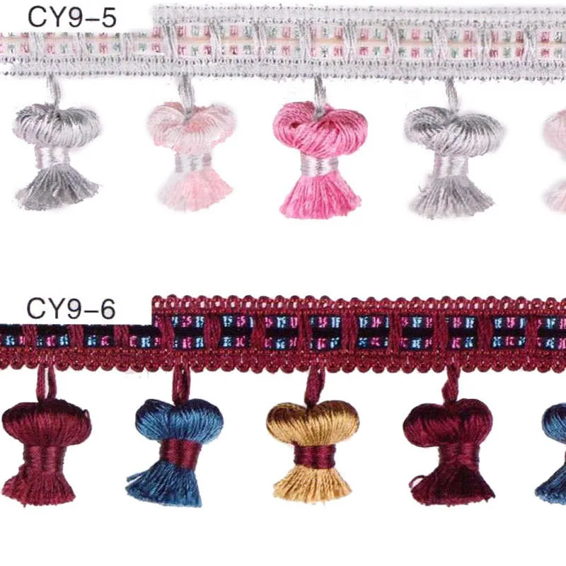

12 Meter / Lot 11 Colors Tassel pearl lobbing fringe applique Mushroom Rim curtain accessories lace trim DIY decoration Lace Rim