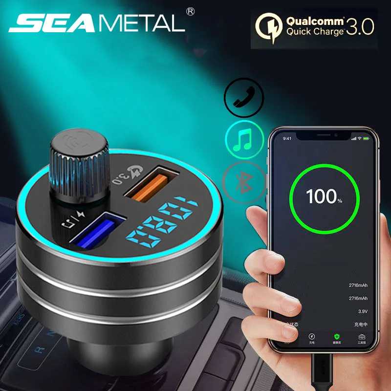12V QC3.0 Car Chargers Cigarette Lighter Charger MP3 Player FM Transmitter Bluetooth 5.0 Music Hand Free Phone Call | Автомобили и