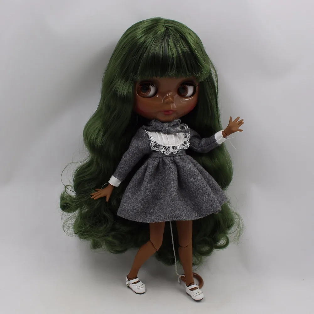 Ледяная кукла DBS Blyth 1/6 bjd шарнирная супер черная кожа темно-зеленые волосы для