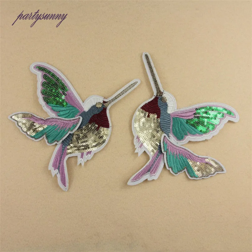 Pf 2 шт./лот вышивка блестками патчи комбо птичка патч для платья Одежда DIY