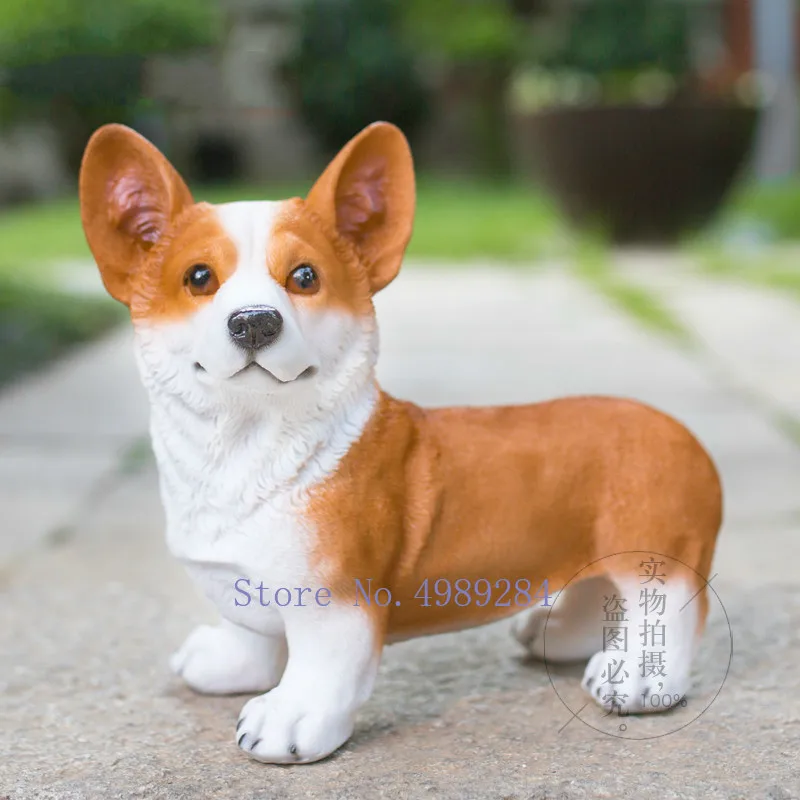 Garden courtyard Decorative ornaments Resin Simulated animal dog Corgi lovely Modern home decoration Display crafts artificial | Дом и сад