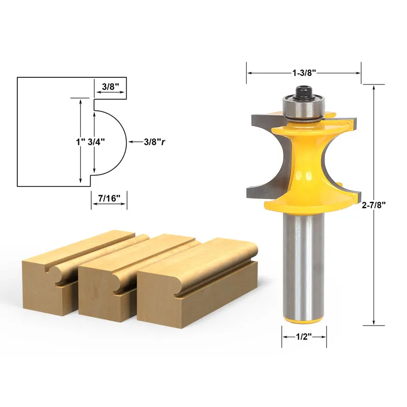 

1pcs Bullnose Beading Router Bit 3/8"r - 3/4" bead - 1/2" Shank