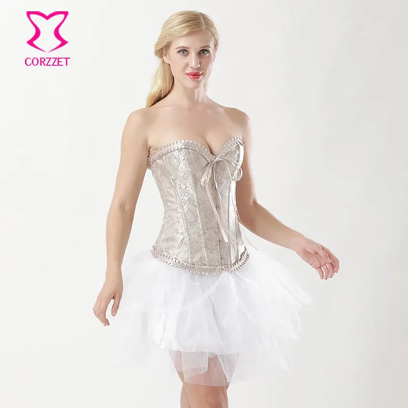 Бежевая парча с пейсли рисунком женское Бюстье для свадьбы сексуальные