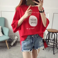 summer red short sleeved t shirt women 2019 round neck half sleeve hollow printing and letter fashion harajuku tshirt tops hj230