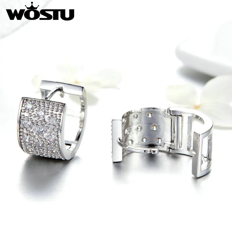 WOSTU элегантные Серебристые блестящие миниатюрные серьги-гвоздики с звездным