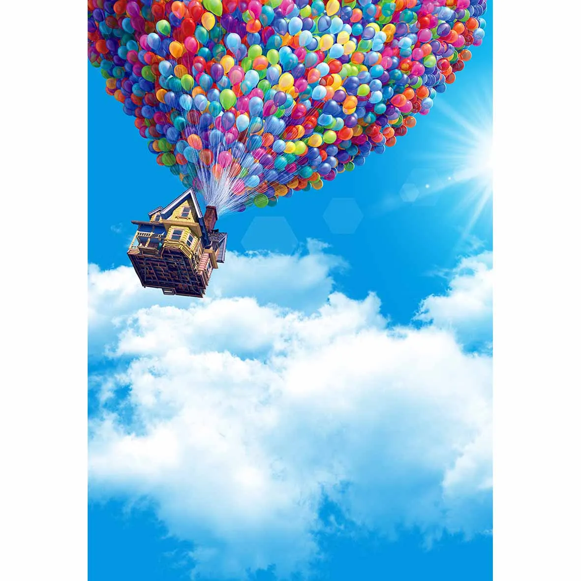 Фон для фотосъемки Allenjoy голубое небо Мультфильм Облако круг Летающий дом