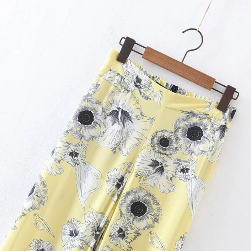 

Floral Printed Loose Pants Women Nice Spring Summer Fashion Full Length Pants Woman Elegant Wide Leg Pants Female Ladies