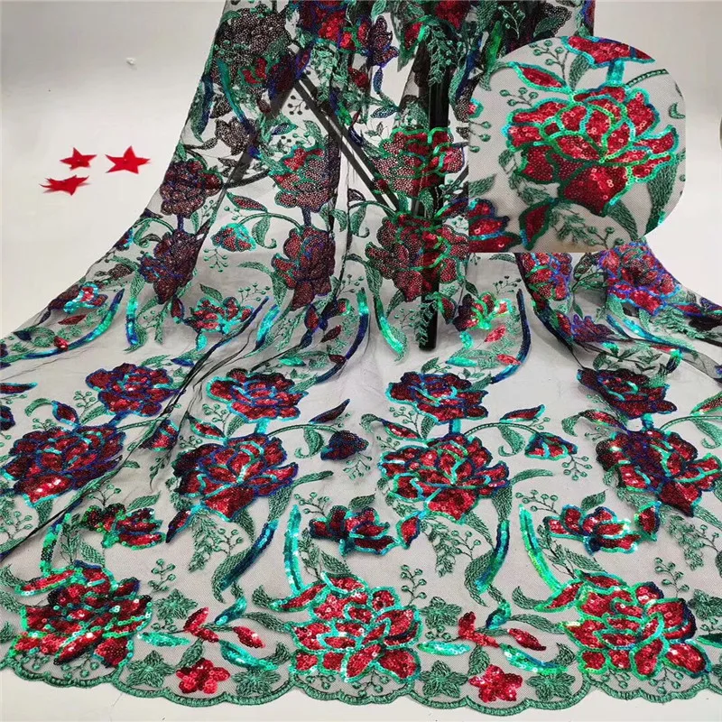 Последнее поступление 2019 французский нигерийские кружева с блестками