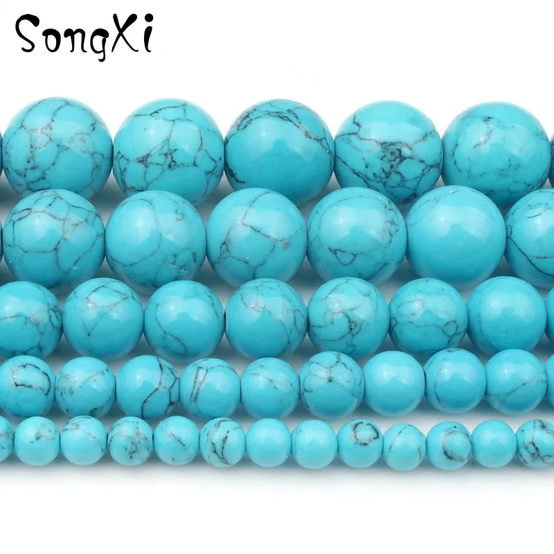 Оптовая продажа голубой цвет howises Howlite камень круглые свободные бусины для