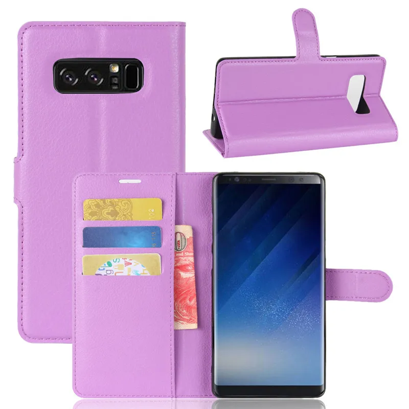 Роскошный кожаный чехол-книжка для samsung Galaxy Note 8 SM-N950F с подставкой и карманами для карт, чехлы для телефонов