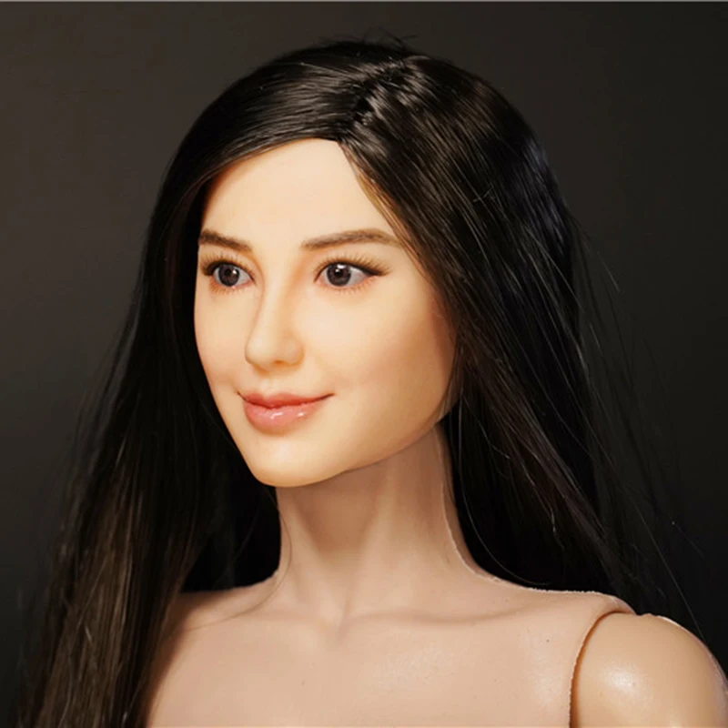 Масштаб 1/6 женская голова Лепка азиатская красота Angelababy lack прямые/коричневые