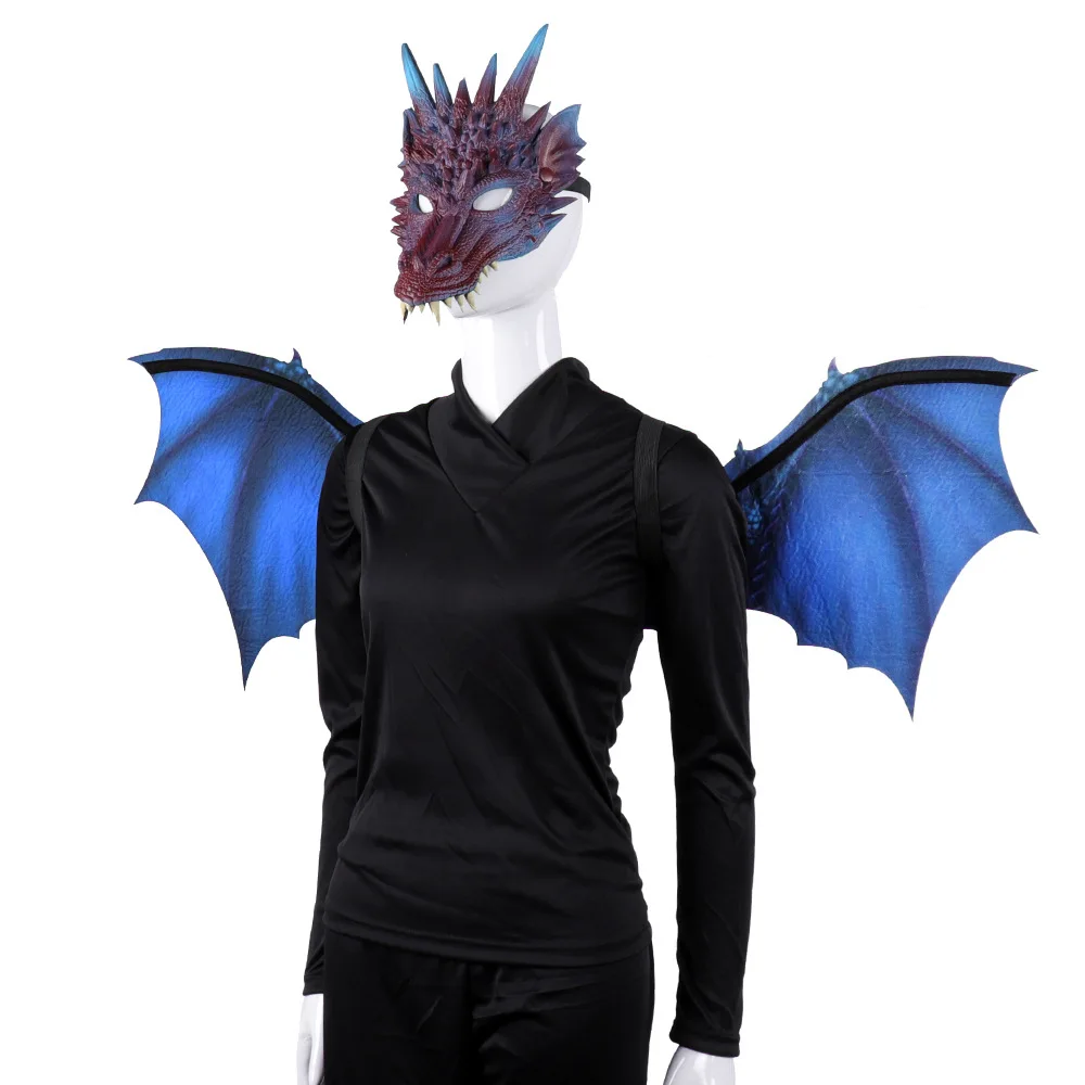 Adult Boy and Girl New Year Decoration Carnival Party Animal Costume Dragon Cosplay Masquerade Face Mask Wings | Тематическая