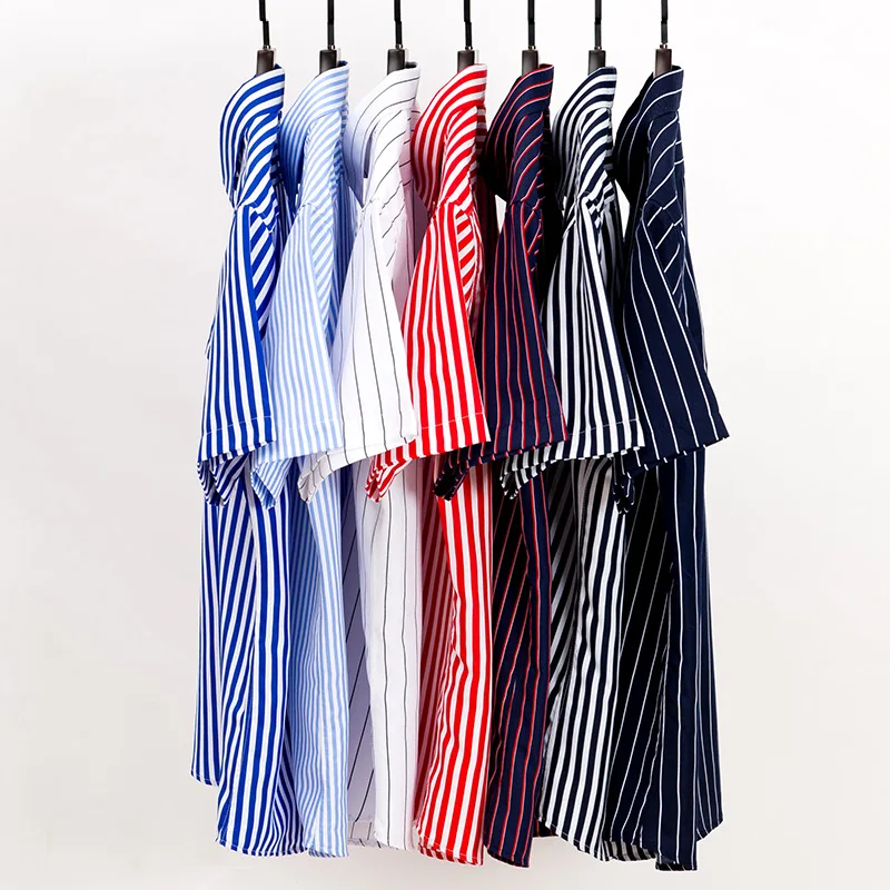 Aoliwen 2020 men summer short sleeve Striped print shirt fashion casual shirts for men flannel high quality Beach wind 5XL