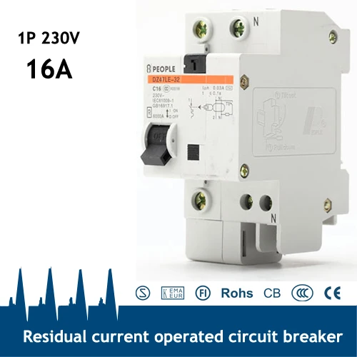 DZ47LE 16 А монтажный автоматический выключатель утечки на DIN рейку 1P + N|leakage circuit