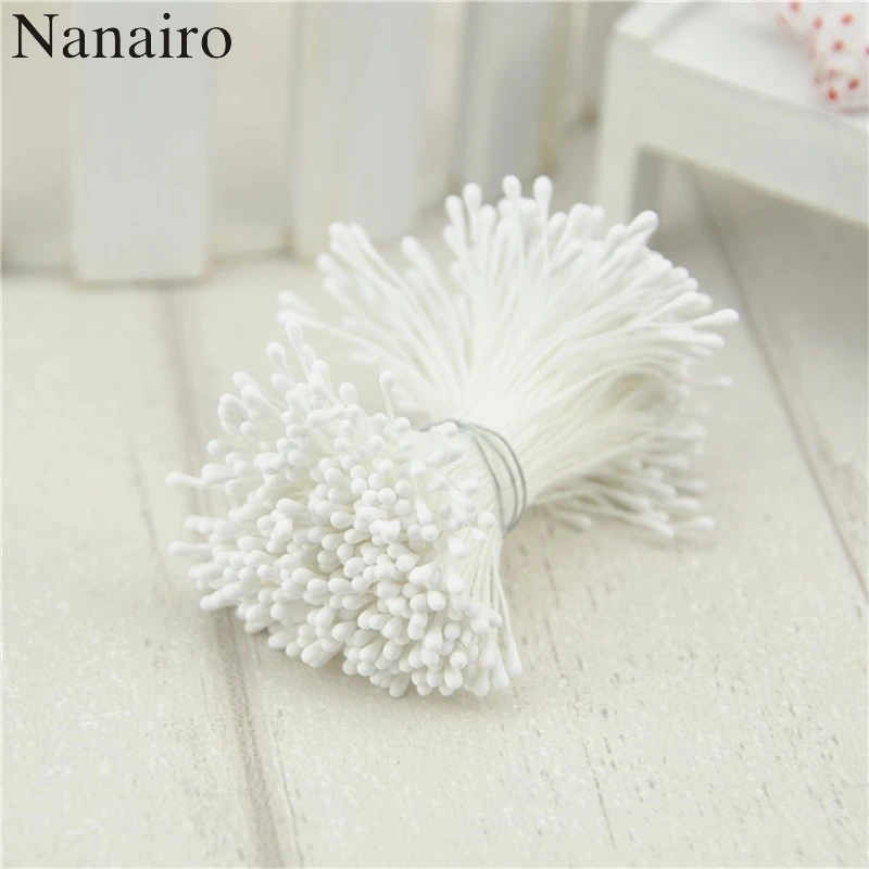 800pcs 1mm Matte Double Heads Mini Flower Stamen Pistil Wedding Decoration  Scrapbooking Wreath Fake Pearl Cards Cakes Flowers