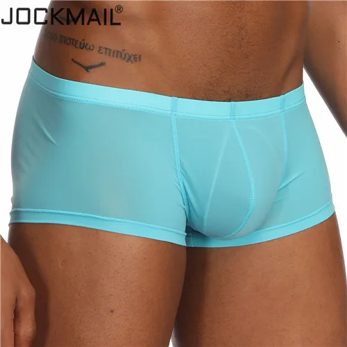 

JOCKMAIL New Sexy mens transparent underwear boxer Shorts Mens Trunks ice silk Male panties underpants cuecas Gay underwear