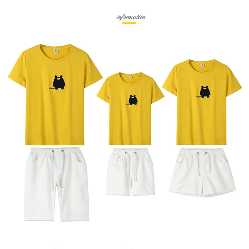 

New Family Matching Outfits Fashion Mother Daughter Dresses Family Clothing Father and Son T shirt and Pants Family Clothes Sets