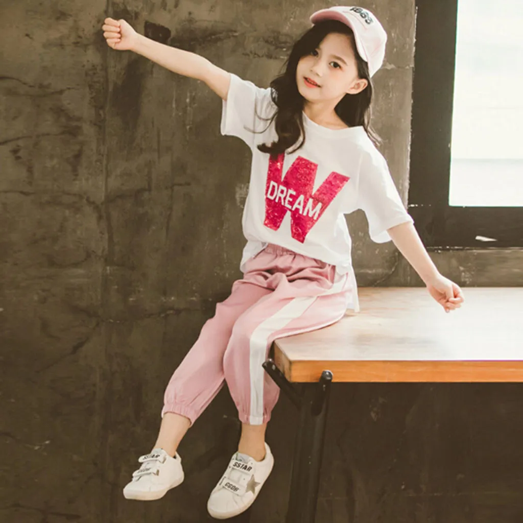 Повседневная одежда для маленьких девочек футболка с блестками и надписью +