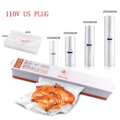110V US with Bags O Домашний вакуумный упаковщик для пищевых продуктов, 220 В, 110 В, вакуумный хранитель, пакеты для хранения, рулоны, Электрический вакуумный упаковщик - Цвет: 110V US with Bags O