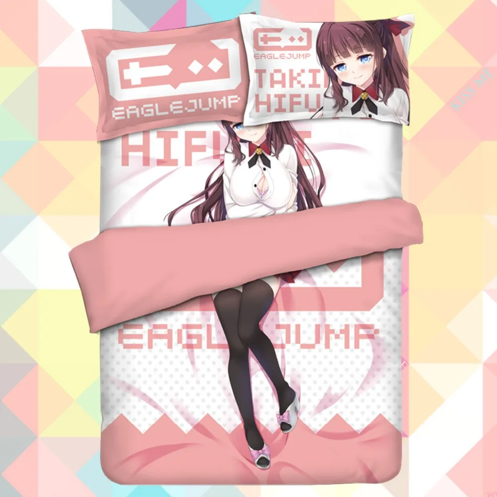 Комплект постельного белья из мягкого пододеяльника с мультяшным аниме-рисунком