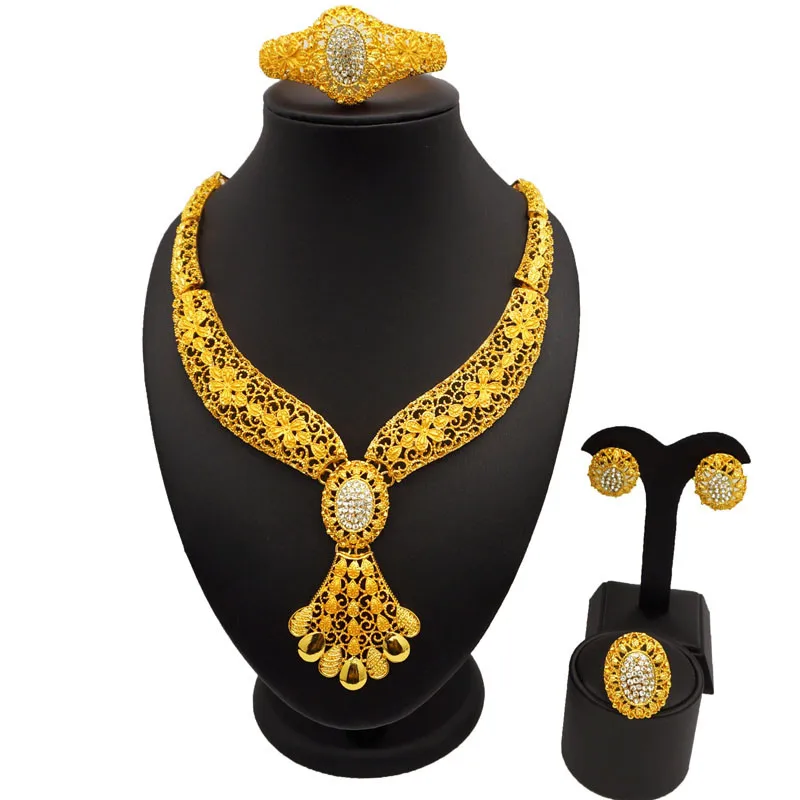 Sexemara gold geometric jewelry sets for women hollow flower jewellery dubai jewelry sets wedding jewelry turkish jewelry