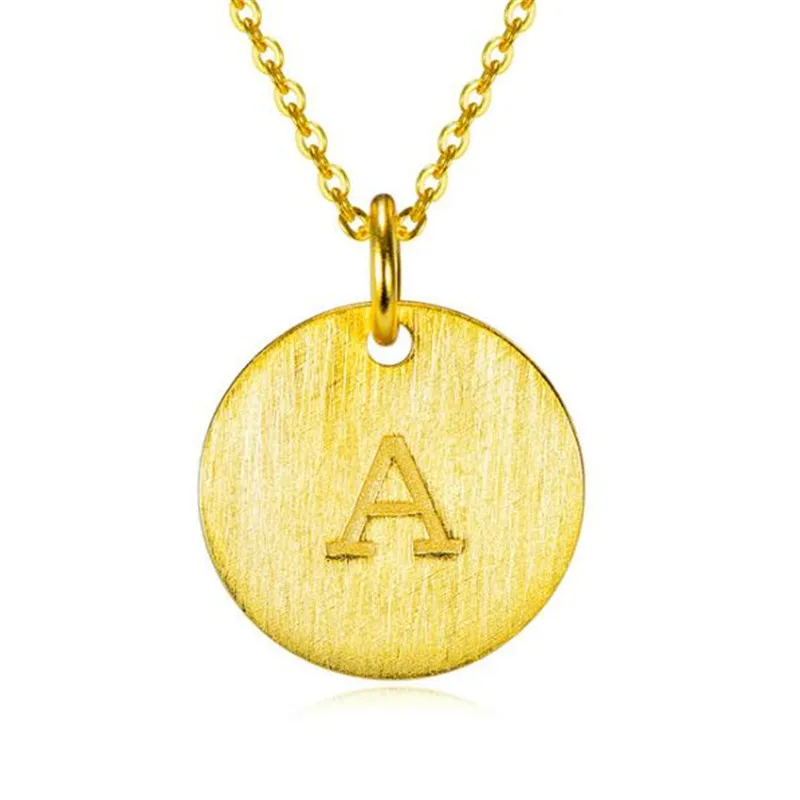 925 пробы Серебряные ювелирные изделия мода золотистый цвет Круглый A Z подвеской в