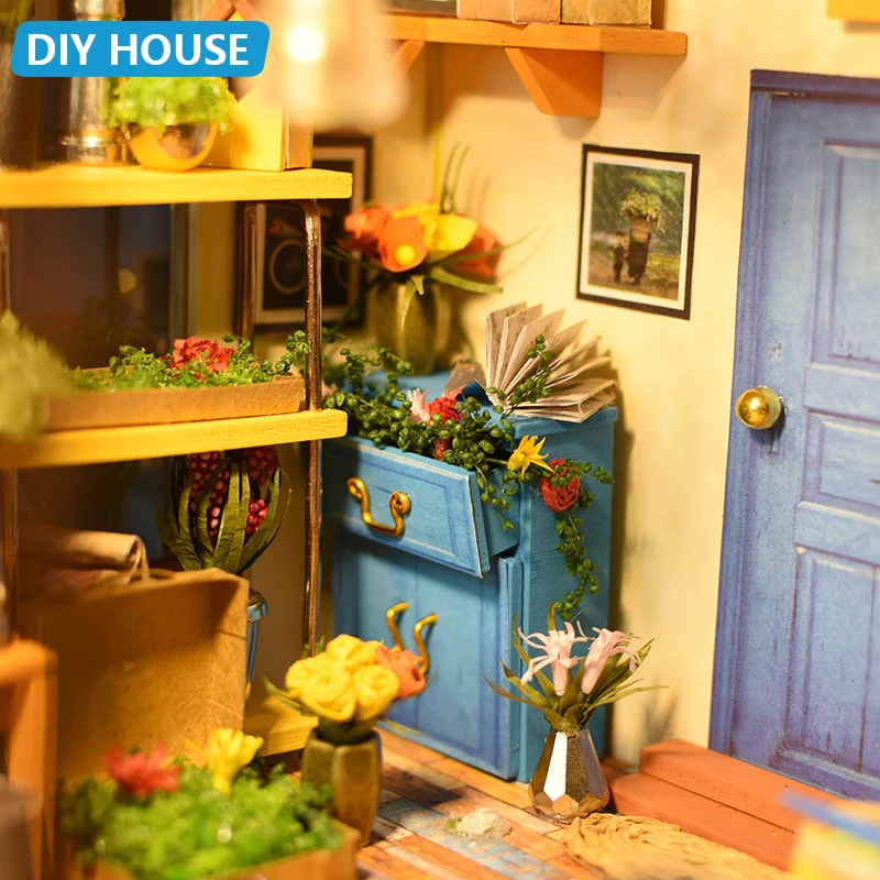 If State Diy Hut Ручная сборка креативная игрушка художественный дом Кэти Цветочная