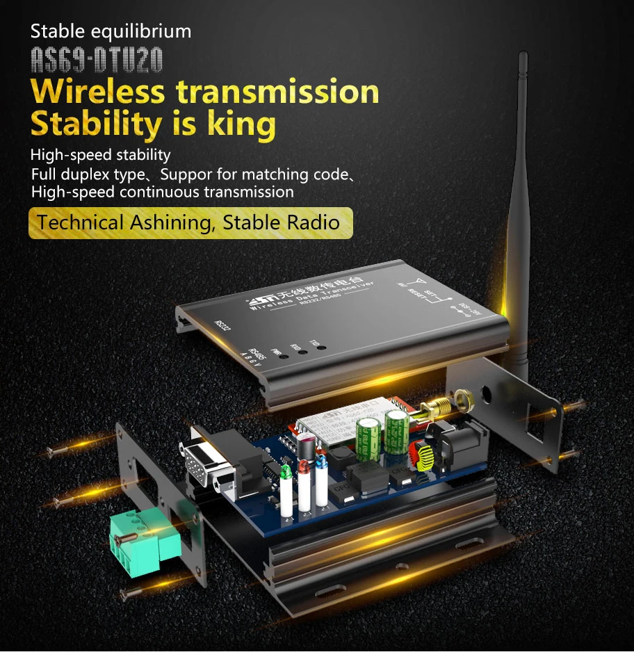 2,4G RS232 RS485 2 км DTU полный дуплексный беспроводной rs232 передатчик частота скачка DTU блок передачи данных