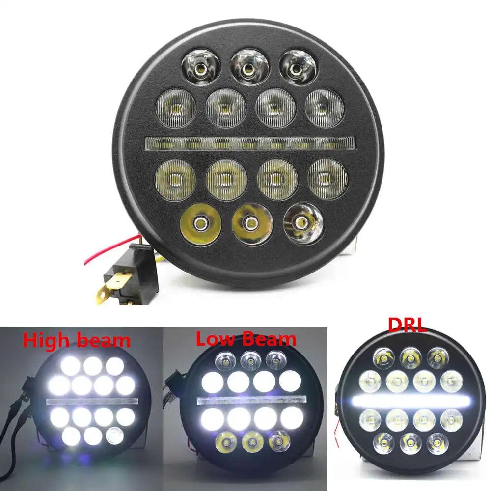 with DRL BALCK 5 3/4 5,75 дюймов светодиодный проектор фара белый DRL желтый указатель поворота огни для Yamaha V-Star XVS 250 650 950 1100 1300 - Цвет: with DRL BALCK