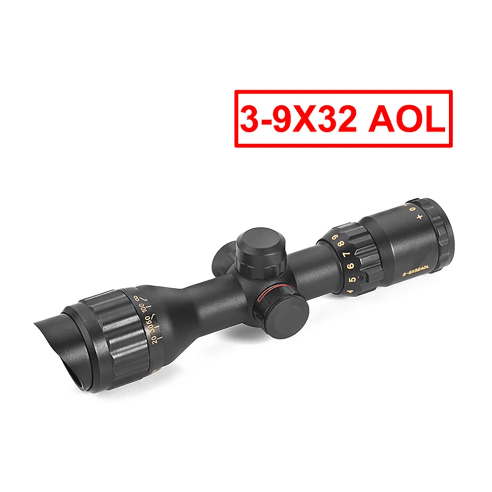 Охотничья оптика Riflescope 3-9x32 AOL красный зеленый Mil точка с подсветкой сетка угловой интегральный Зонт тактический прицел для ружья