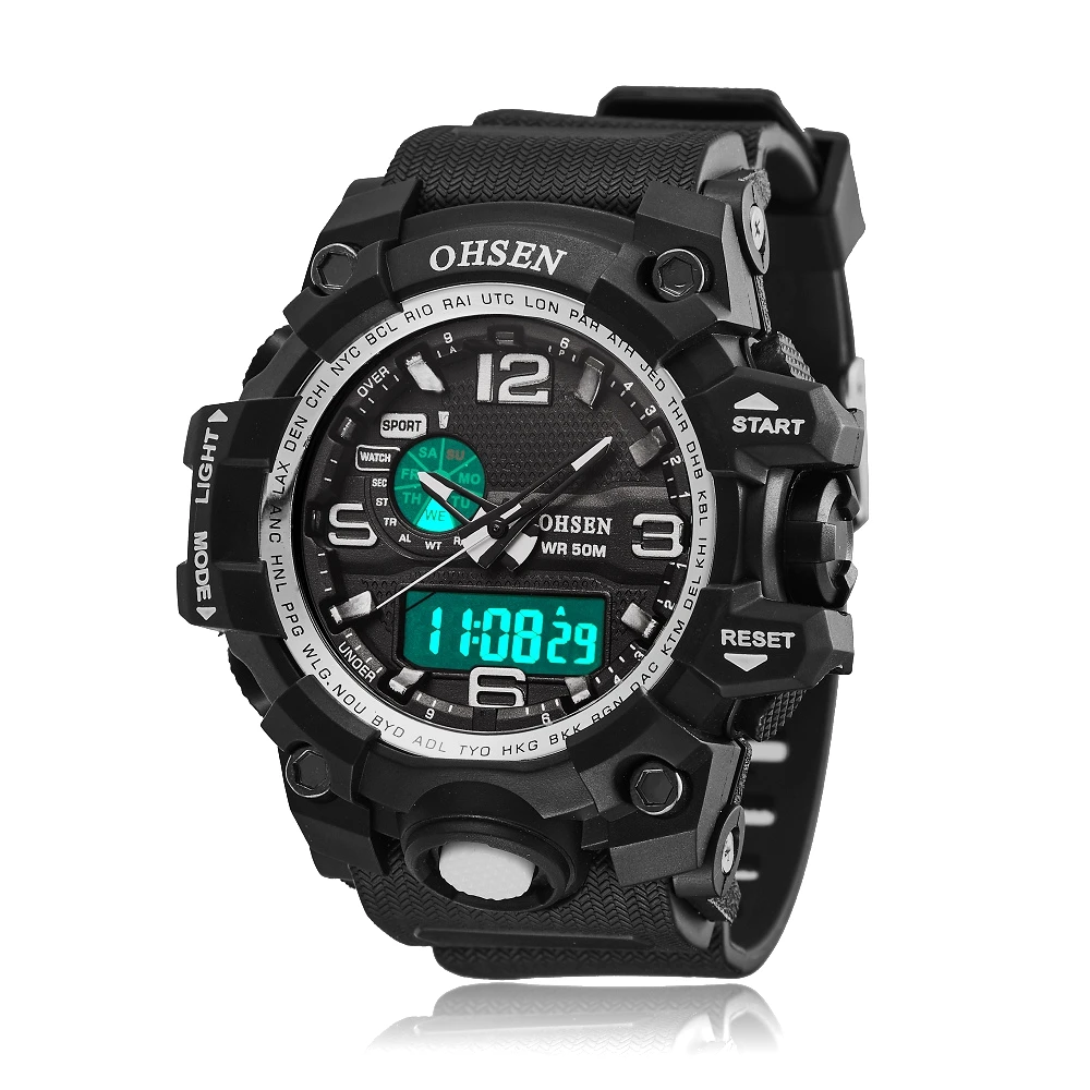 Часы наручные OHSEN Мужские Цифровые брендовые Кварцевые Спортивные в стиле