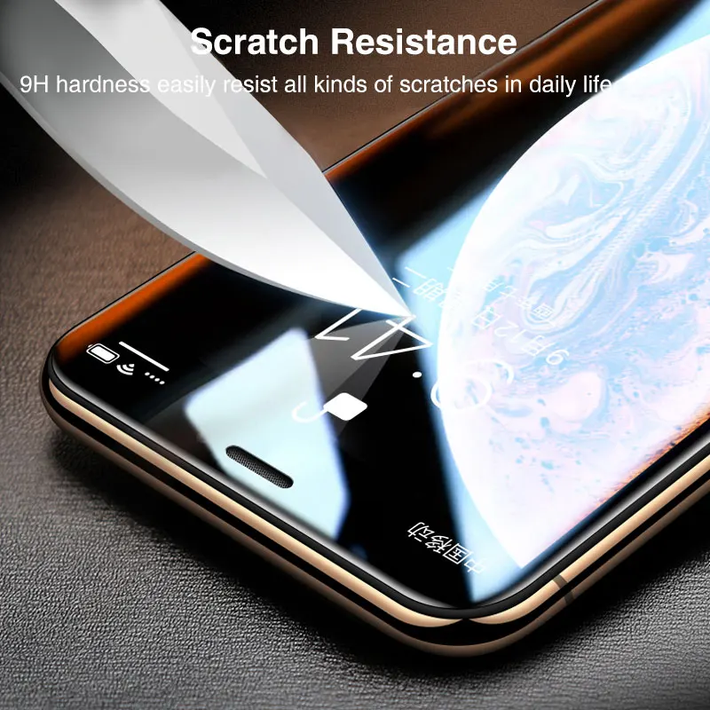 Никотд 5D полное покрытие закаленное стекло для iPhone X XS 7 6s Plus Max Защита экрана XR 8